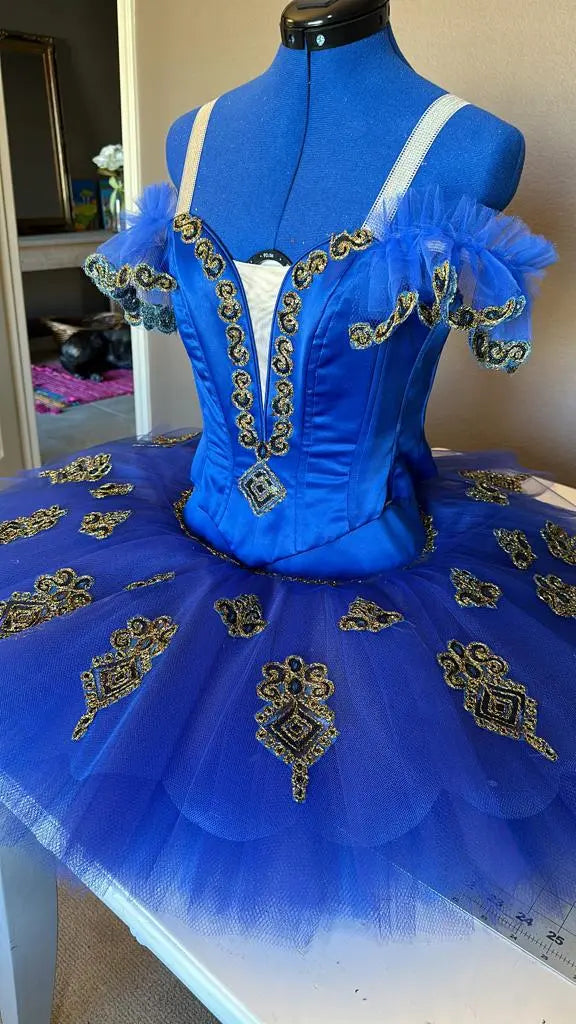 blue tutu with gold details