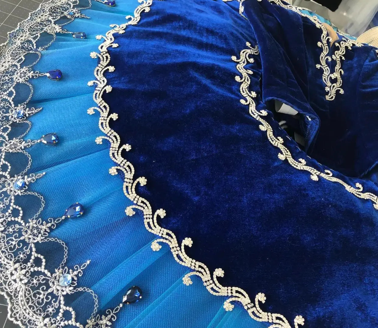 dark blue velvet tutu skirt